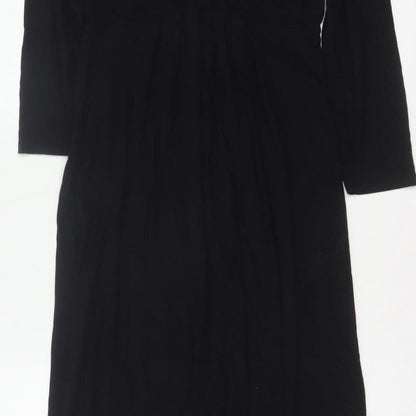 Boden Women Black UK 12 Maxi V-Neck Long Sleeve Stretch Dress