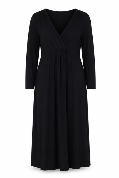 Boden Women Black UK 12 Maxi V-Neck Long Sleeve Stretch Dress