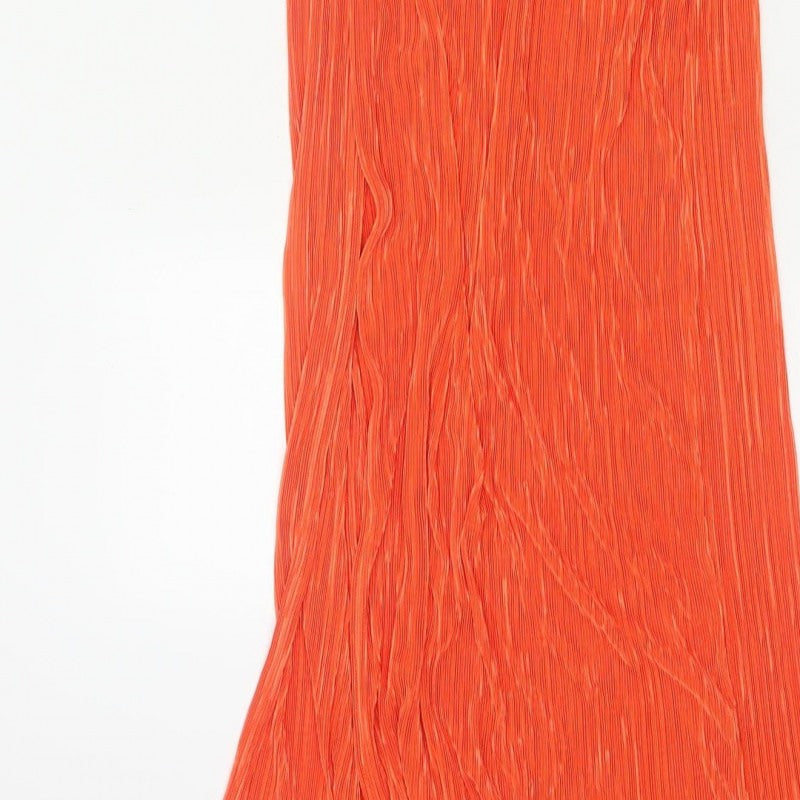 PrettyLittleThing Women Orange UK 12 One Shoulder Pleated Maxi Dress