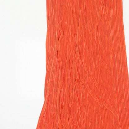 PrettyLittleThing Women Orange UK 12 One Shoulder Pleated Maxi Dress