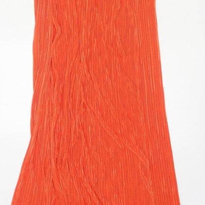PrettyLittleThing Women Orange UK 12 One Shoulder Pleated Maxi Dress