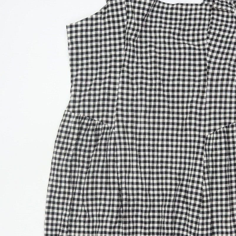 M&S Women Black White Gingham UK 24 Fit & Flare Midi Dress