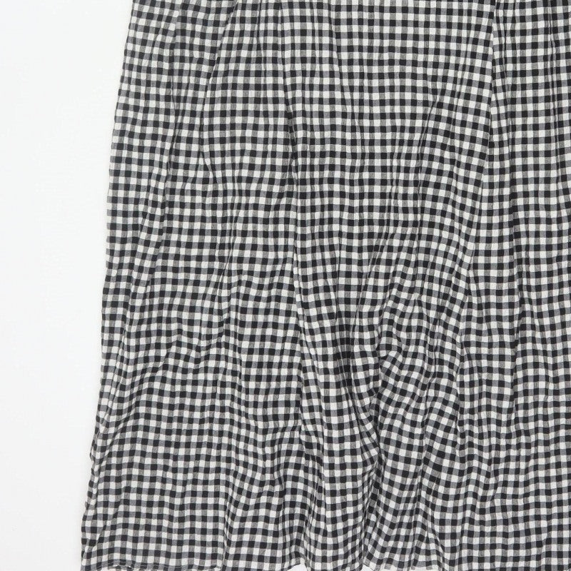 M&S Women Black White Gingham UK 24 Fit & Flare Midi Dress