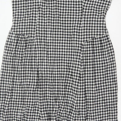 M&S Women Black White Gingham UK 24 Fit & Flare Midi Dress