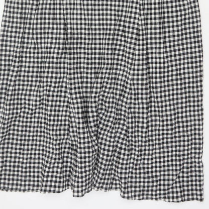 M&S Women Black White Gingham UK 24 Fit & Flare Midi Dress