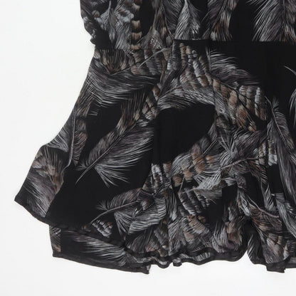 AX Paris Women Black Feather Print UK 12 Fit & Flare Knee Dress