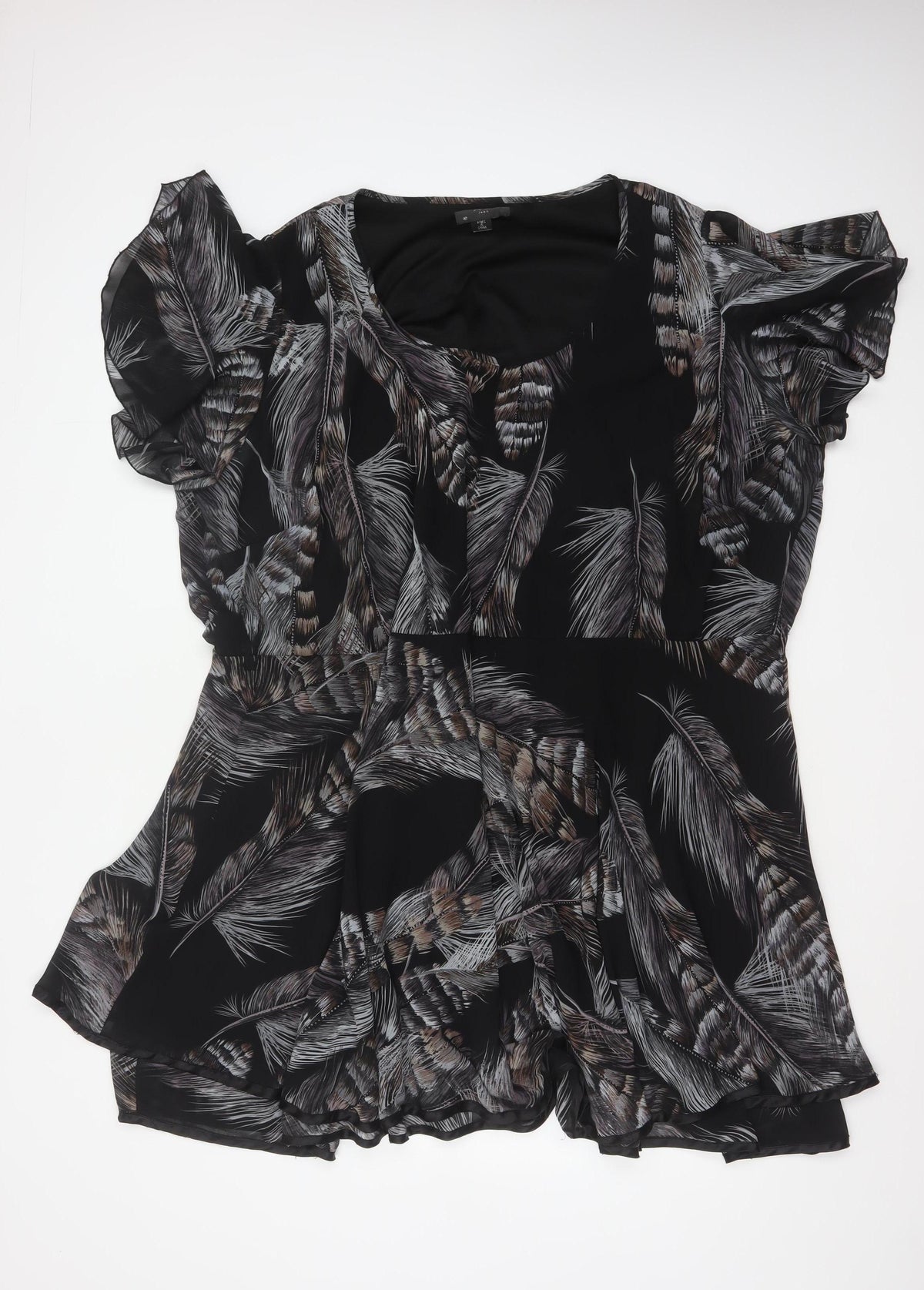 AX Paris Women Black Feather Print UK 12 Fit & Flare Knee Dress