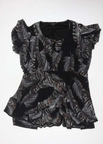 AX Paris Women Black Feather Print UK 12 Fit & Flare Knee Dress