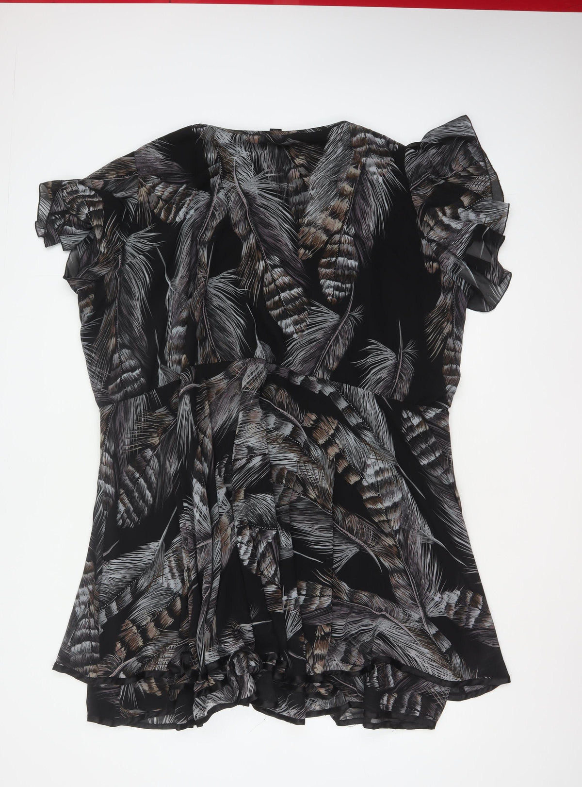AX Paris Women Black Feather Print UK 12 Fit & Flare Knee Dress