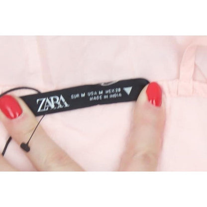 Zara Women Pink M Floral Embroidered Halter A-Line Knee Dress