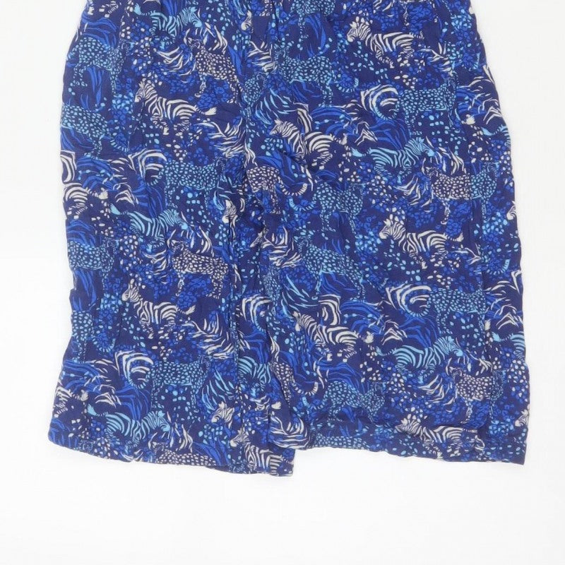 Monsoon Girls Blue 5-6 Years Animal Print Off Shoulder Wide Leg Jumpsuit
