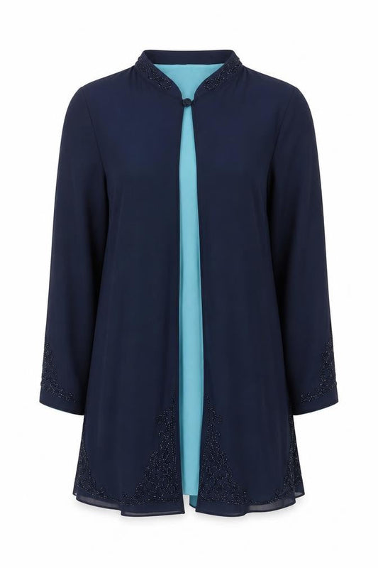 Windsmoor Women’s Blue Beaded Chiffon Jacket Size 10 Formal
