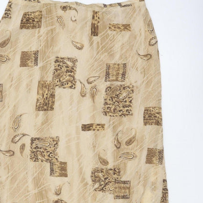 Kloss Collection Women's Beige UK 16 Long Paisley Pencil Skirt