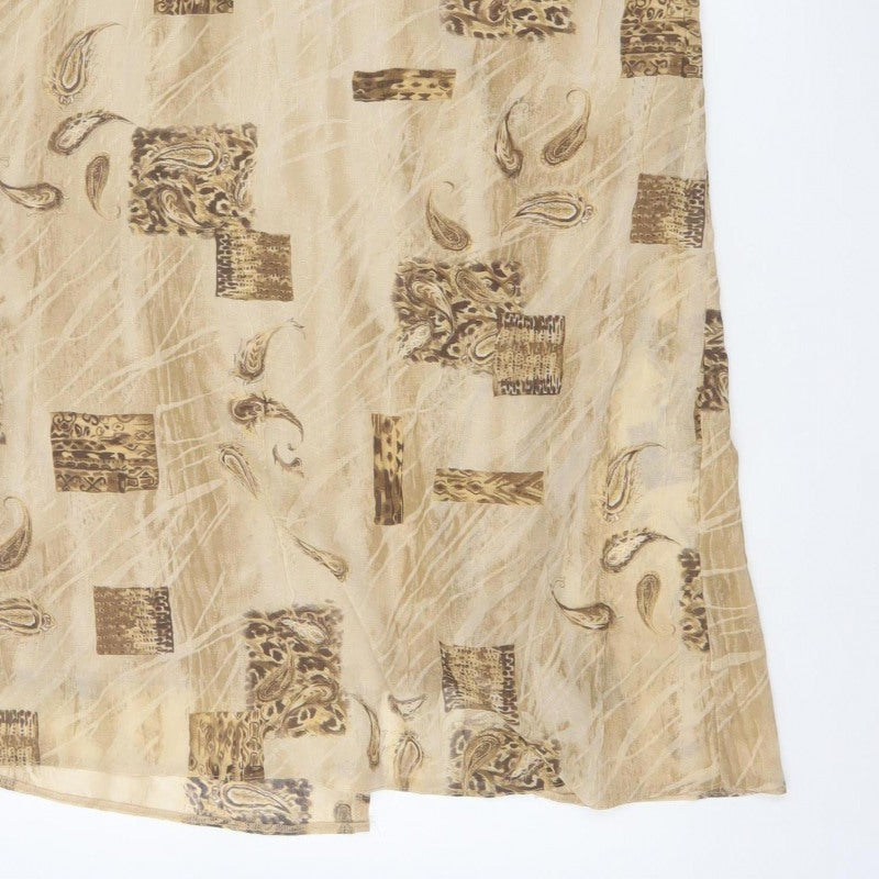 Kloss Collection Women's Beige UK 16 Long Paisley Pencil Skirt