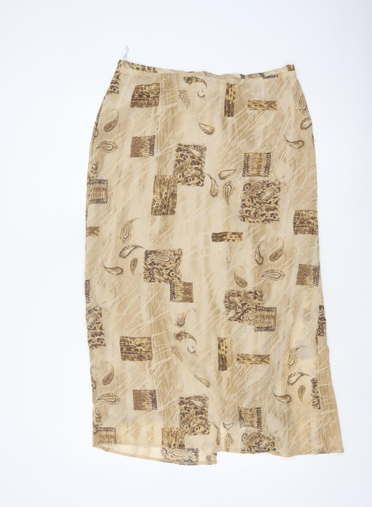 Kloss Collection Women's Beige UK 16 Long Paisley Pencil Skirt