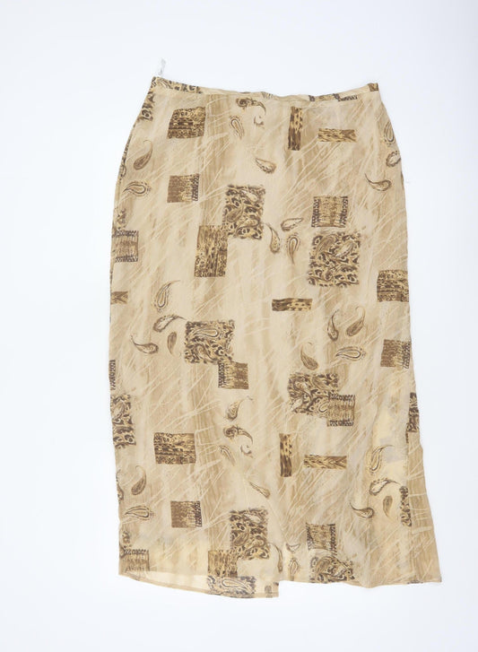 Kloss Collection Women's Beige UK 16 Long Paisley Pencil Skirt