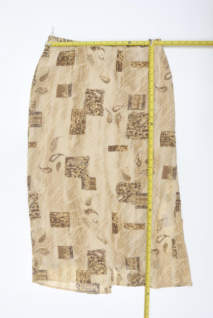 Kloss Collection Women's Beige UK 16 Long Paisley Pencil Skirt