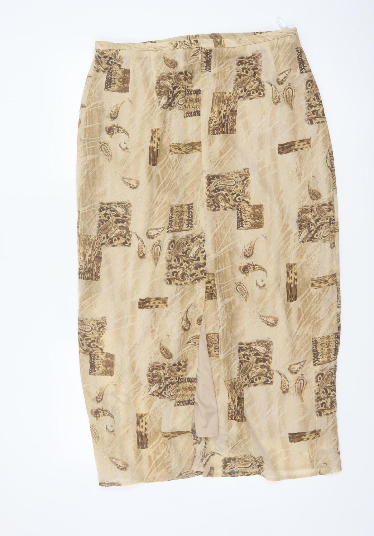 Kloss Collection Women's Beige UK 16 Long Paisley Pencil Skirt