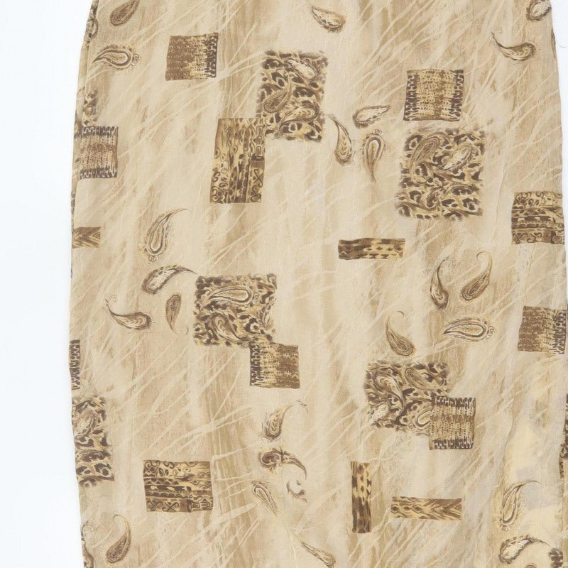 Kloss Collection Women's Beige UK 16 Long Paisley Pencil Skirt