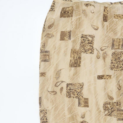 Kloss Collection Women's Beige UK 16 Long Paisley Pencil Skirt