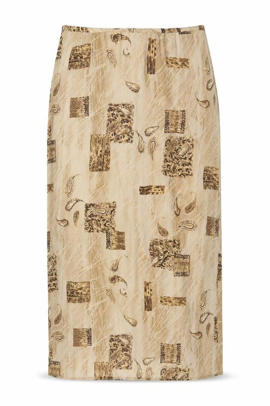Kloss Collection Women's Beige UK 16 Long Paisley Pencil Skirt