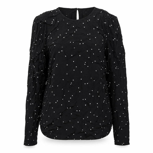 Marks and Spencer Women Black Polka Dot Ruffle Sleeve Viscose Blouse UK 14