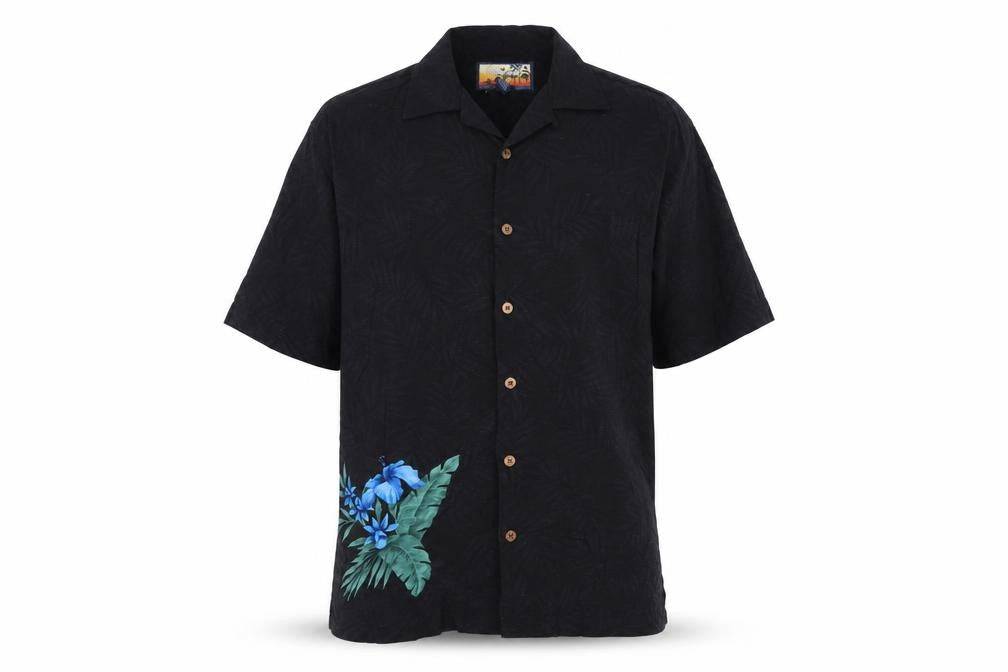 Havana Jack's Cafe Men’s Black M Hawaiian Floral Rayon Button-Up Shirt