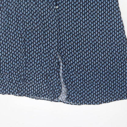 Marks & Spencer Women Blue Floral UK 18 Midi A-Line Button Skirt