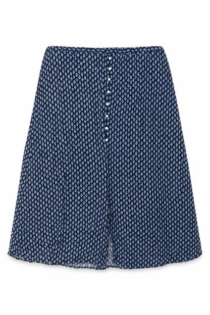 Marks & Spencer Women Blue Floral UK 18 Midi A-Line Button Skirt