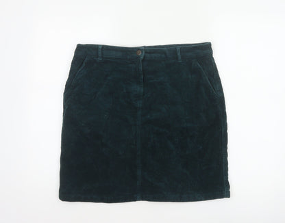 M&Co Women's Teal Green UK 14 Corduroy Pencil Knee Skirt Pockets