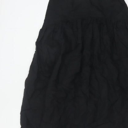 Marks and Spencer Women Black Petite 10 Long A-Line Linen Blend Skirt