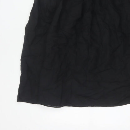 Marks and Spencer Women Black Petite 10 Long A-Line Linen Blend Skirt
