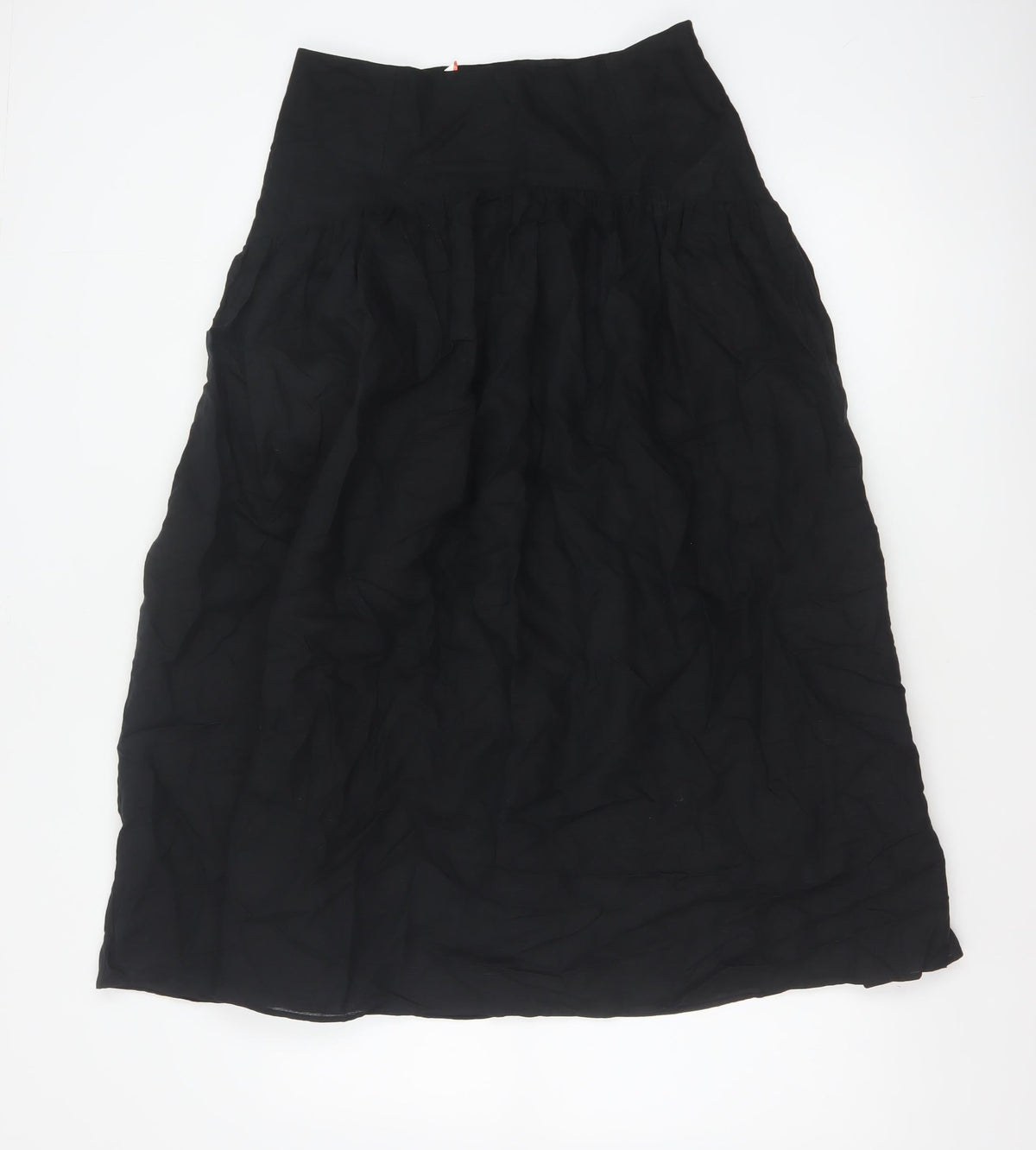 Marks and Spencer Women Black Petite 10 Long A-Line Linen Blend Skirt