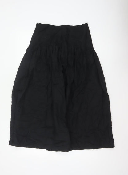 Marks and Spencer Women Black Petite 10 Long A-Line Linen Blend Skirt