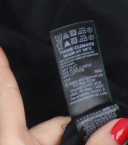 Marks and Spencer Women Black Petite 10 Long A-Line Linen Blend Skirt