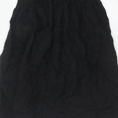 Marks and Spencer Women Black Petite 10 Long A-Line Linen Blend Skirt