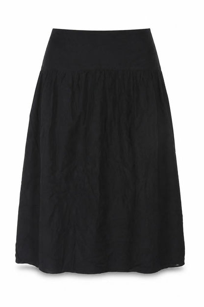Marks and Spencer Women Black Petite 10 Long A-Line Linen Blend Skirt