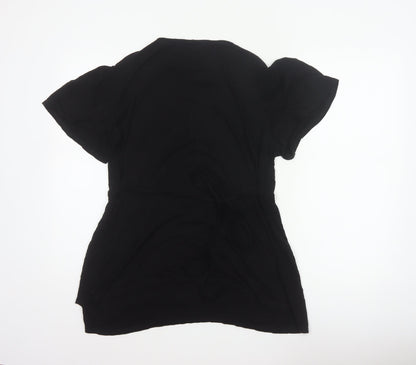 Yours Women Black UK 18 Tunic Blouse V-Neck Lace Short Sleeve