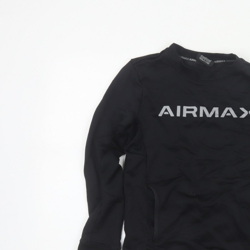 Nike Boys Black 11-12 Years Air Max Logo Crew Neck Pullover Sweatshirt
