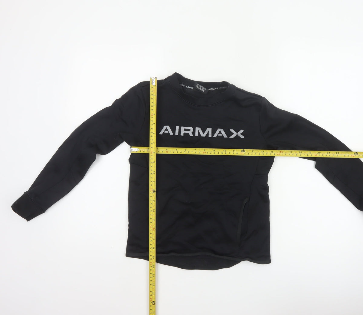 Nike Boys Black 11-12 Years Air Max Logo Crew Neck Pullover Sweatshirt