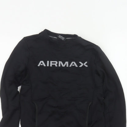 Nike Boys Black 11-12 Years Air Max Logo Crew Neck Pullover Sweatshirt