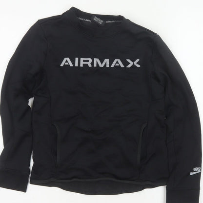 Nike Boys Black 11-12 Years Air Max Logo Crew Neck Pullover Sweatshirt