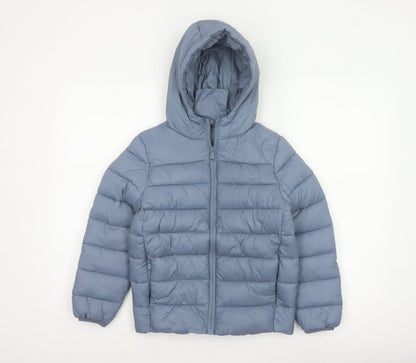Marks and Spencer Boys Blue Age 8-9 Puffer Jacket Hooded Padded Full Zip