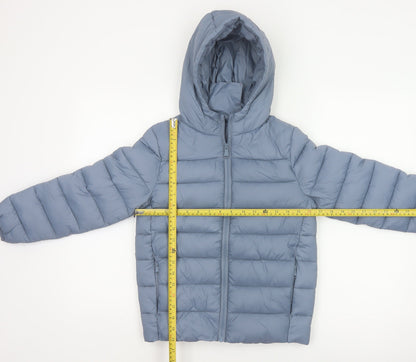 Marks and Spencer Boys Blue Age 8-9 Puffer Jacket Hooded Padded Full Zip