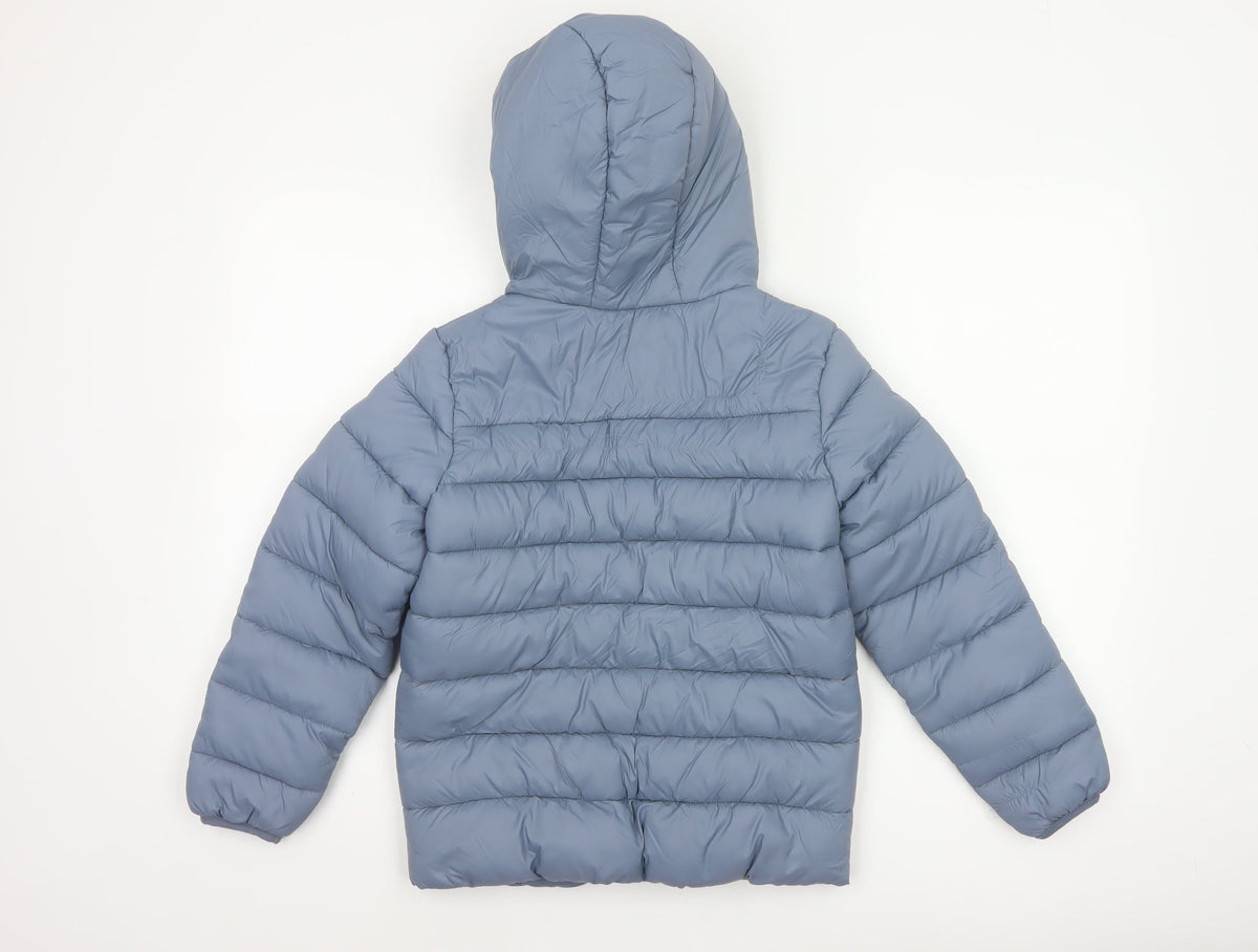 Marks and Spencer Boys Blue Age 8-9 Puffer Jacket Hooded Padded Full Zip