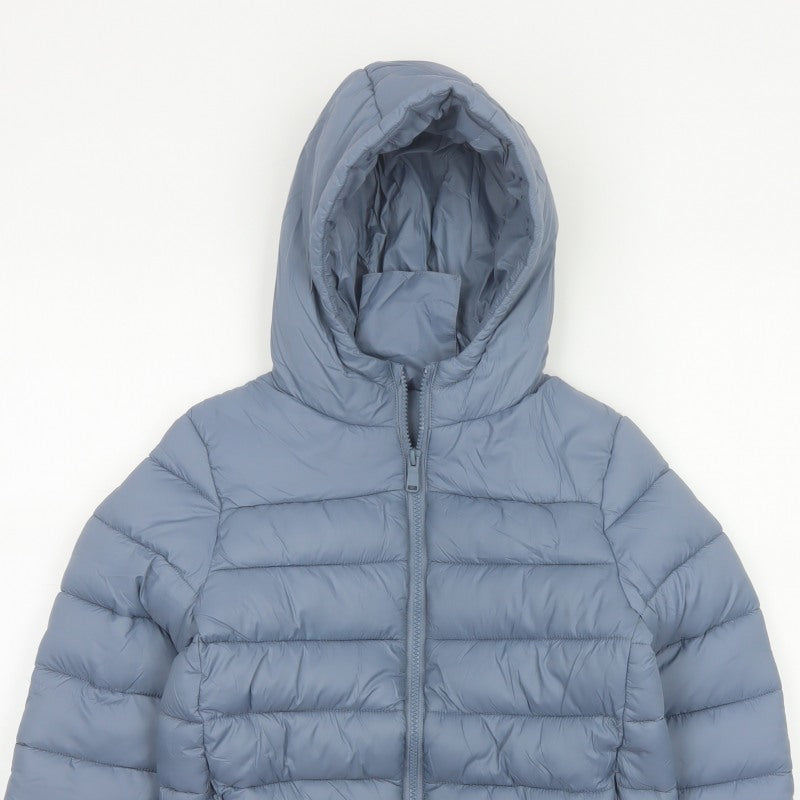 Marks and Spencer Boys Blue Age 8-9 Puffer Jacket Hooded Padded Full Zip