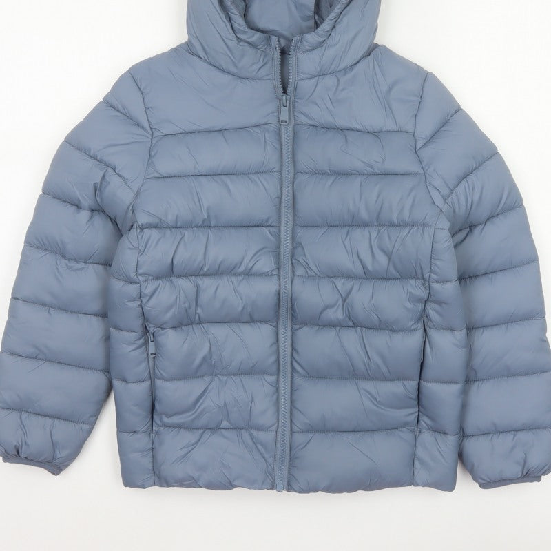 Marks and Spencer Boys Blue Age 8-9 Puffer Jacket Hooded Padded Full Zip