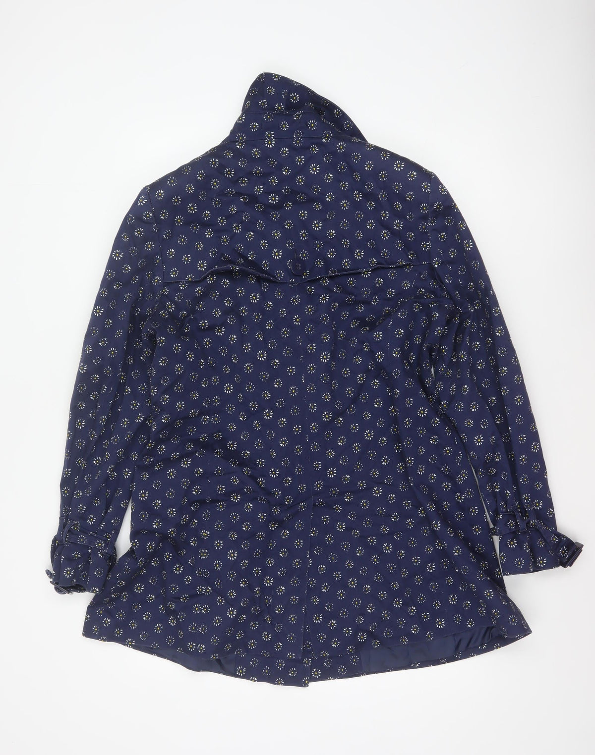 Per Una Women’s Blue Floral Trench Coat Size 16 Cotton Button Front