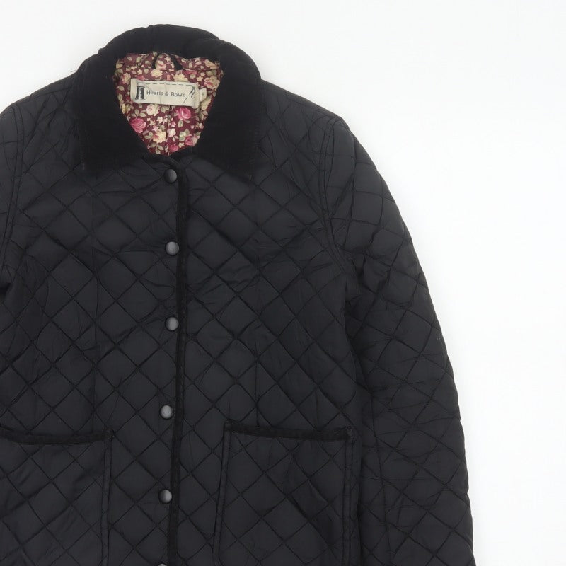Hearts & Bows Women Black UK 6 Quilted Jacket Floral Lined