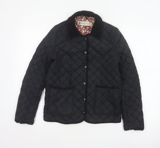 Hearts & Bows Women Black UK 6 Quilted Jacket Floral Lined